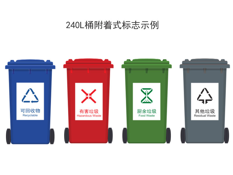 240L垃圾桶附著式標志示